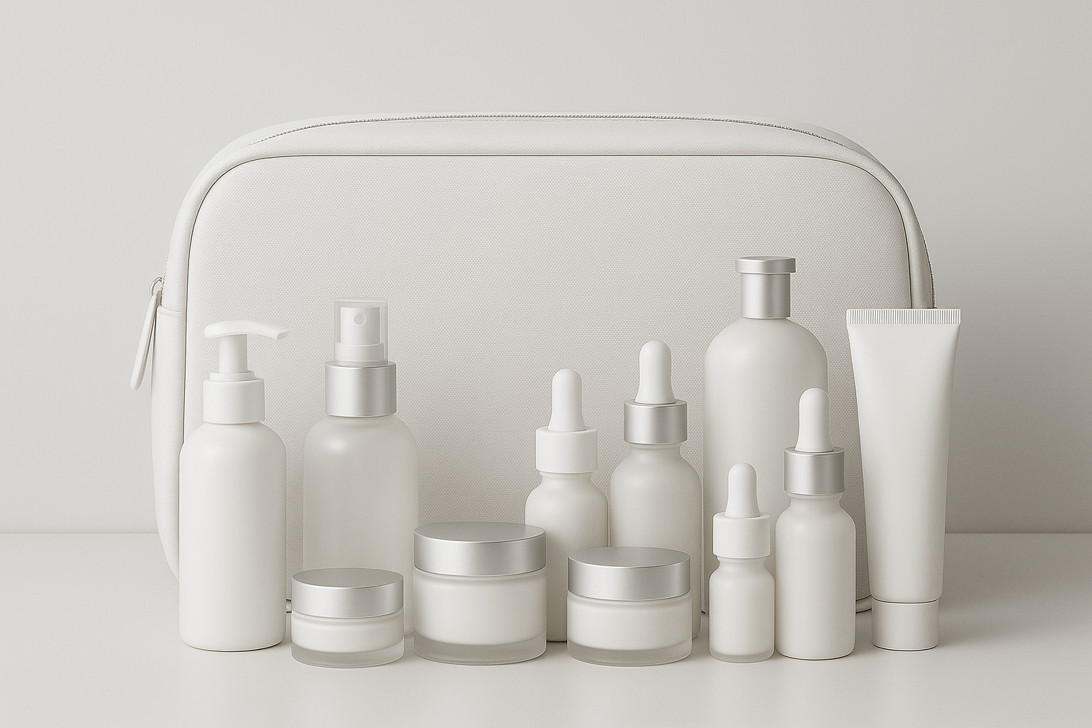 Selection of medical-grade skincare products showcasing their benefits in a minimalist setting.