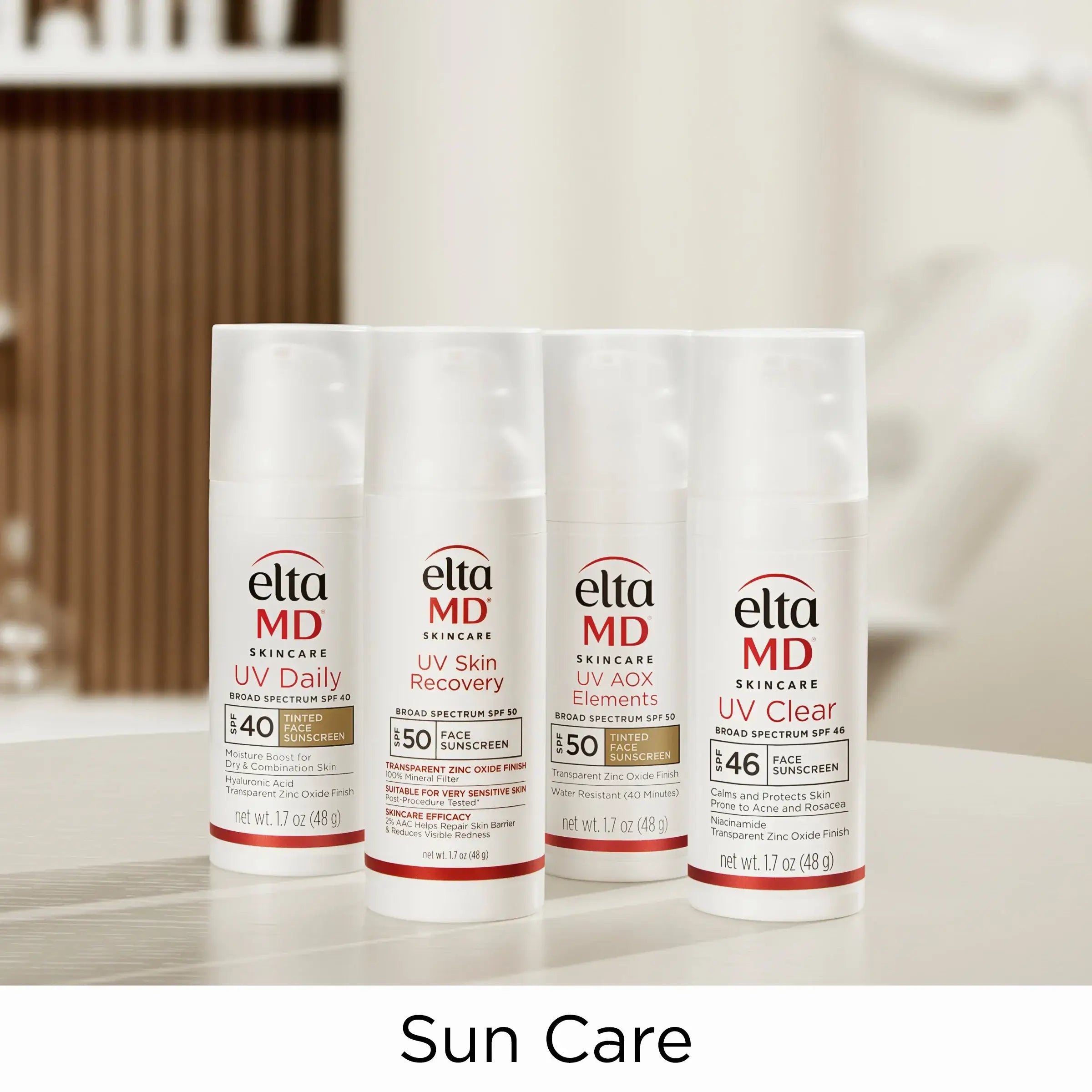 EltaMD sunscreen collection with medical-grade zinc oxide sun protection