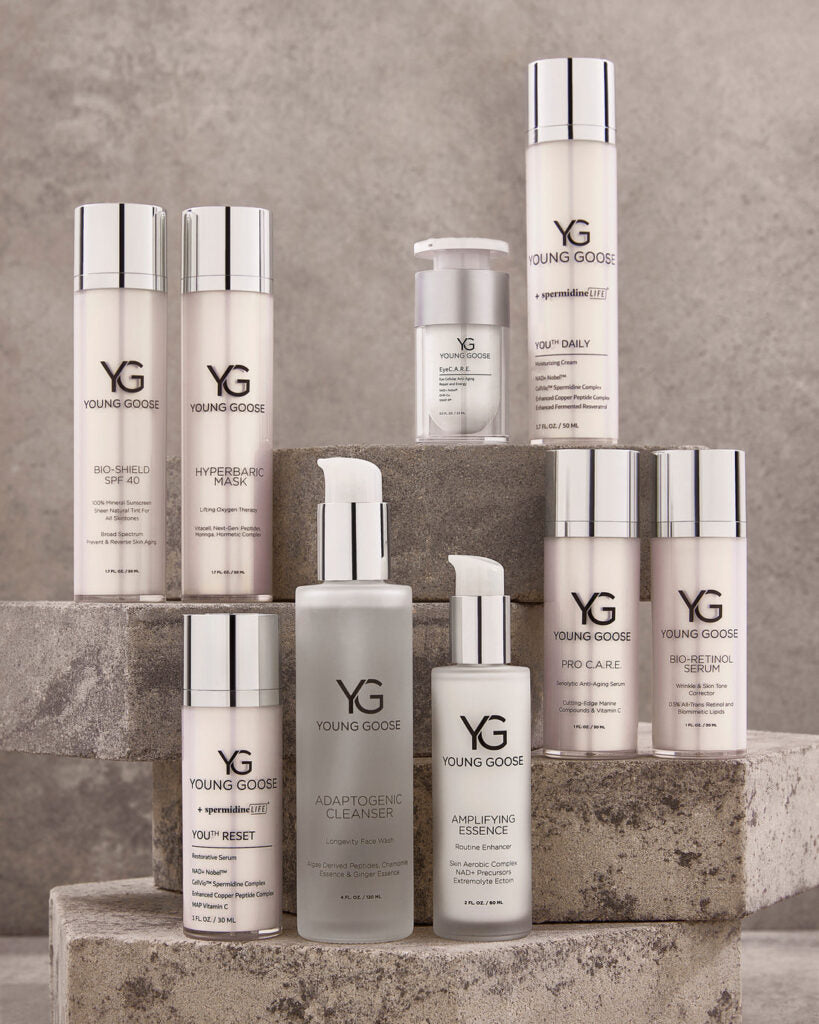 Young Goose biotechnology skincare collection with NAD+ formulas
