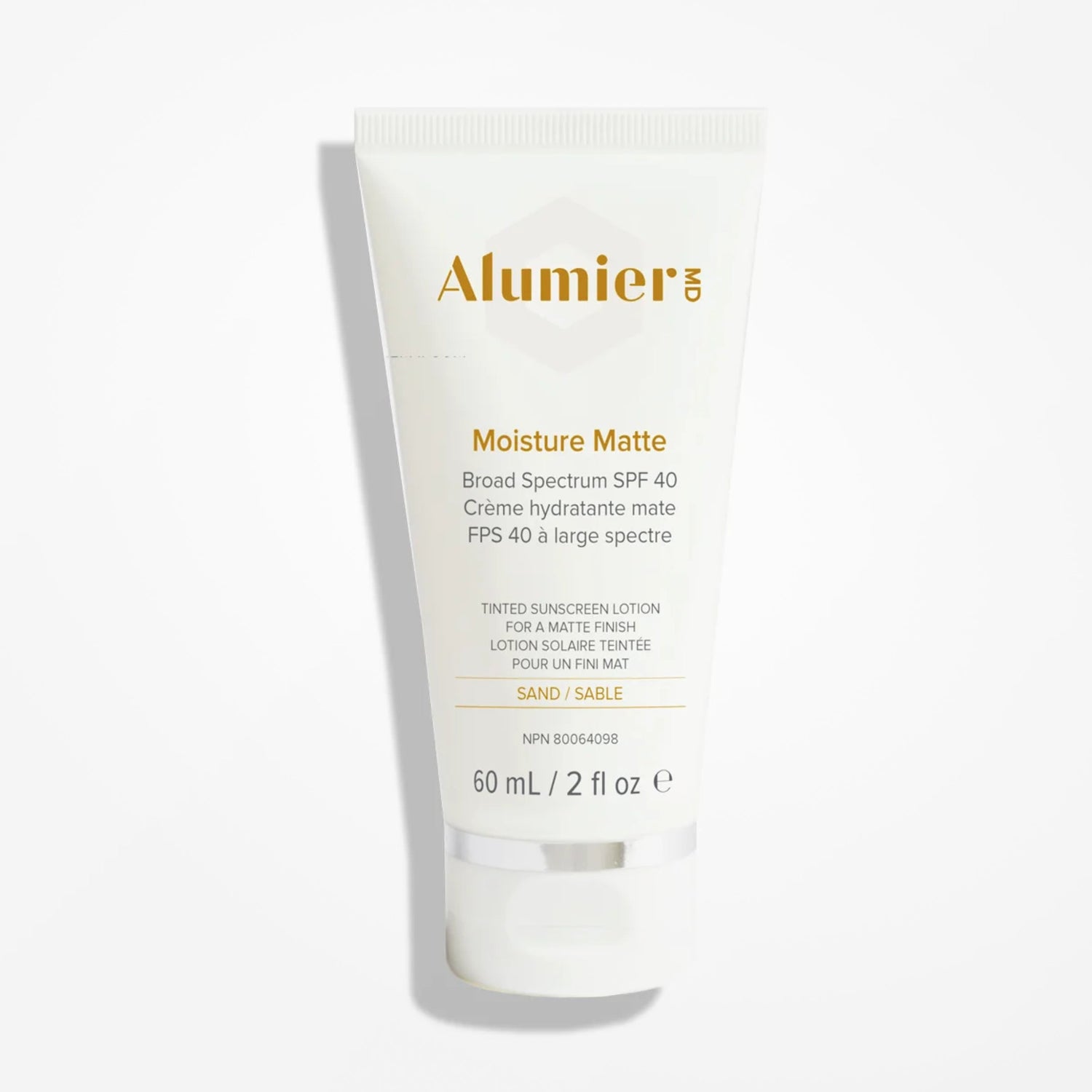 AlumierMD Moisture Matte Broad Spectrum SPF 40 tinted mineral sunscreen 60ml — matte finish with sheer tint for all skin types
