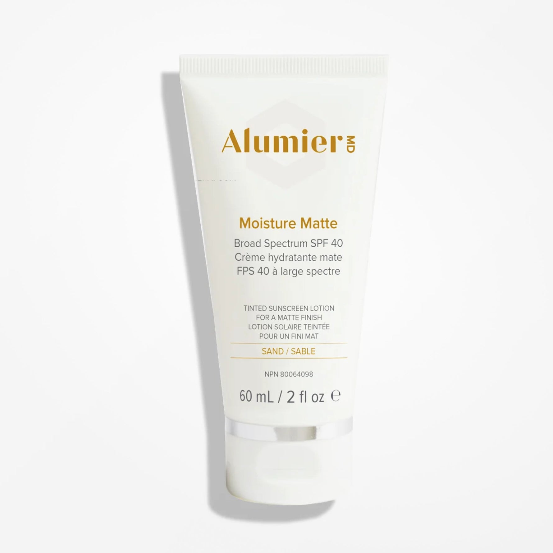 AlumierMD Moisture Matte Broad Spectrum SPF 40 tinted mineral sunscreen 60ml — matte finish with sheer tint for all skin types