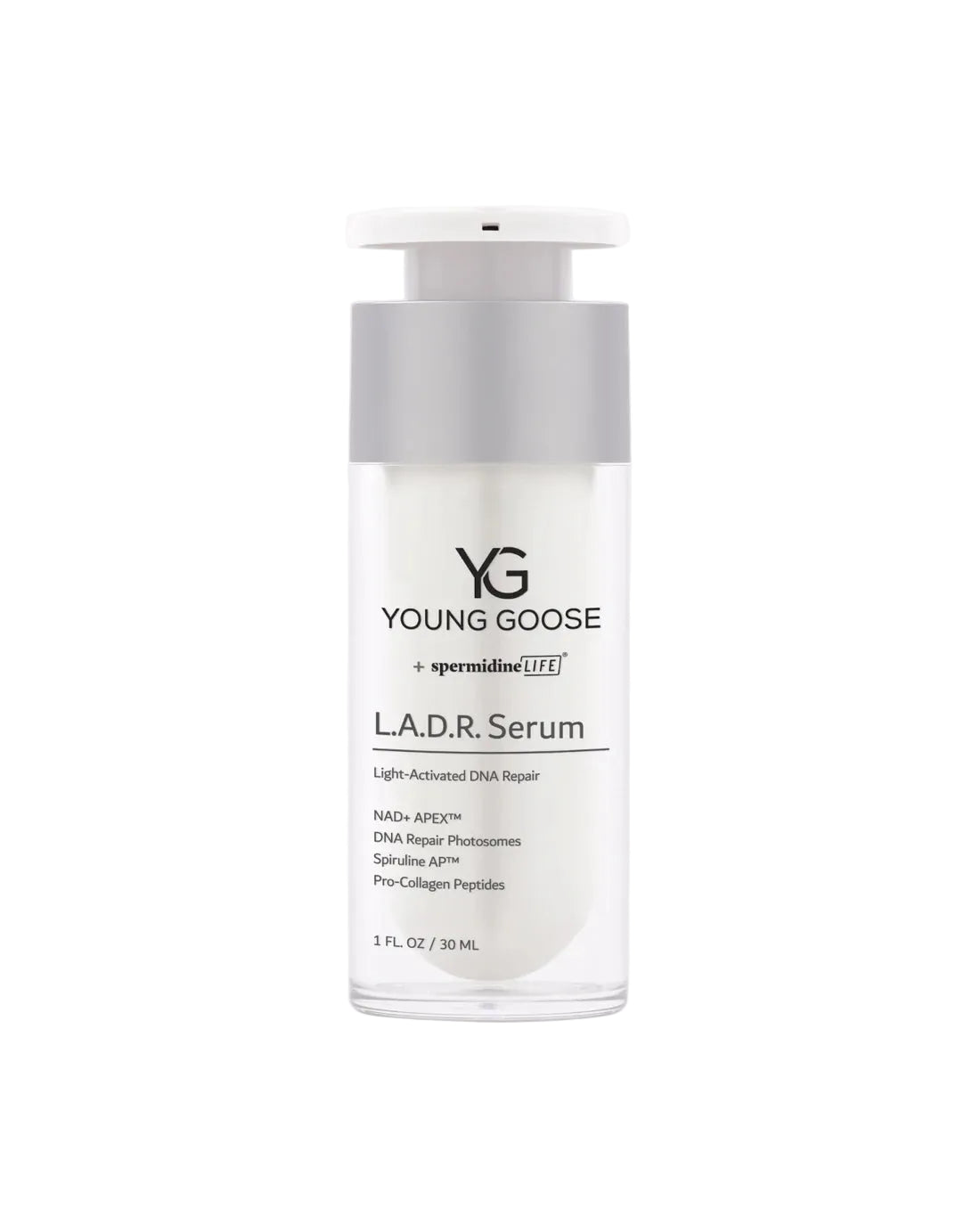 Young Goose L.A.D.R. Red Light Serum featuring VAMPIRE EXOSOMES for antioxidant skin support.