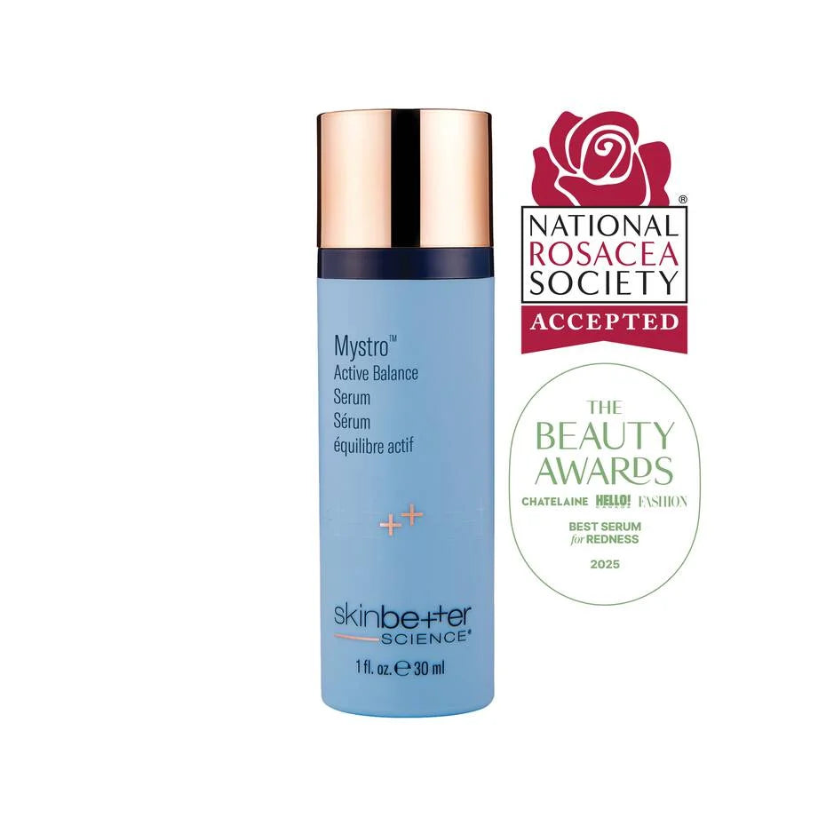 Skinbetter Science Mystro Active Balance Serum bottle for redness support and skin balance