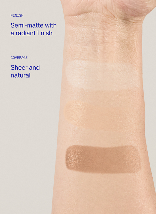 ZO Sheer Fluid Tint SPF 45 adaptive tint texture swatch on skin