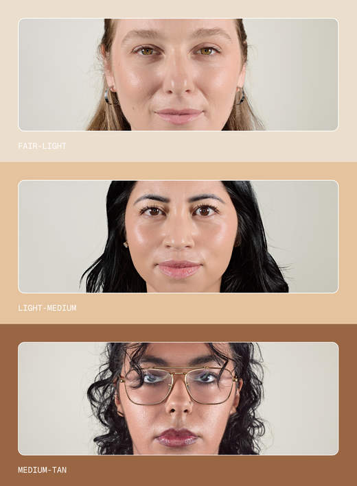 ZO Sheer Fluid Tint SPF 45 shade comparison Fair-Light Light-Medium Medium-Tan