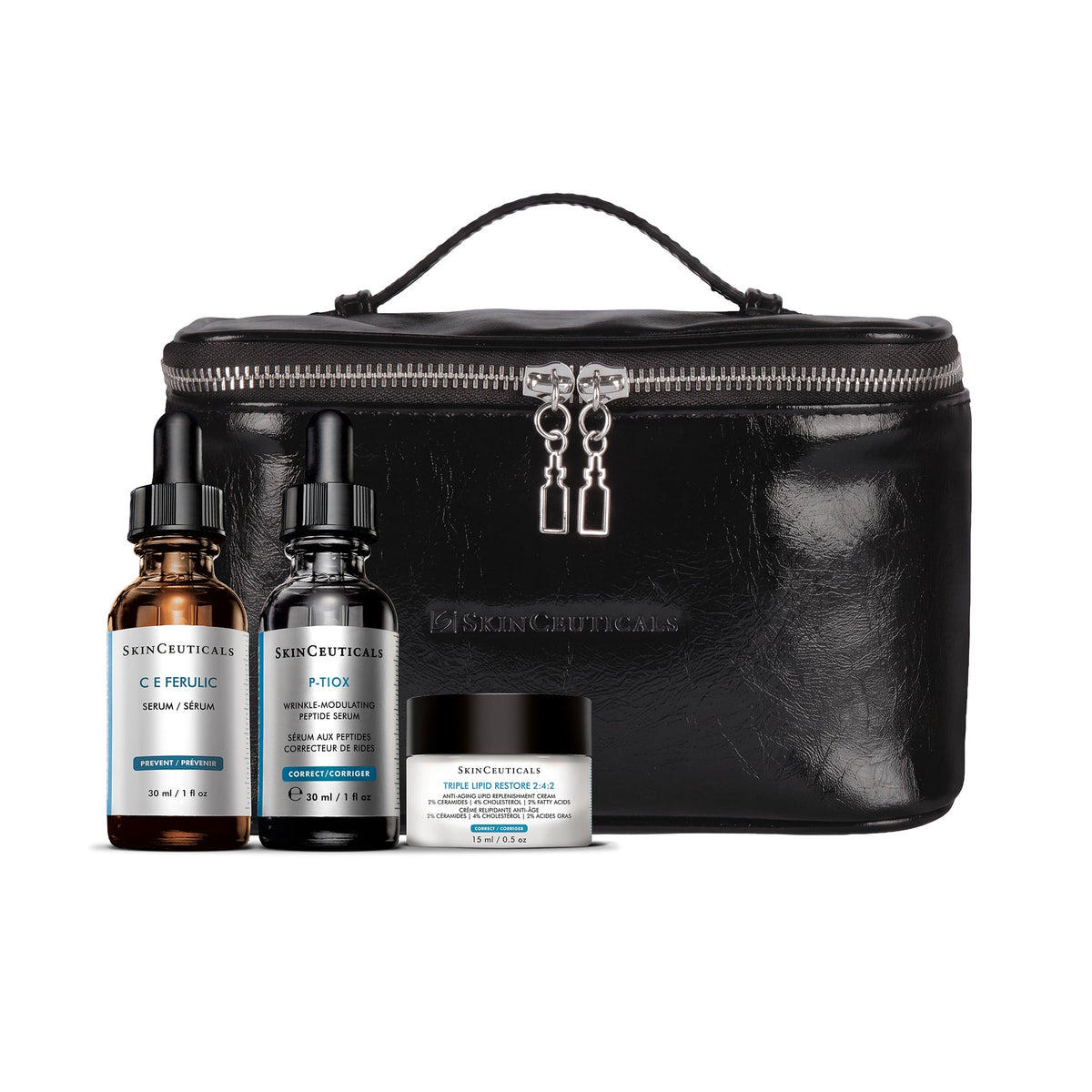 SkinCeuticals Best-Sellers Set with C E Ferulic, P-TIOX, Triple Lipid Restore 2:4:2 and Retro Vanity Case