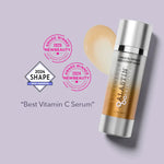 Alastin C-RADICAL Defense Antioxidant Serum award-winning product with serum droplet and accolades for best vitamin C serum.