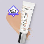 Alastin HydraTint Pro Mineral Broad Spectrum Sunscreen SPF 36 in a tube with a promotional award badge.