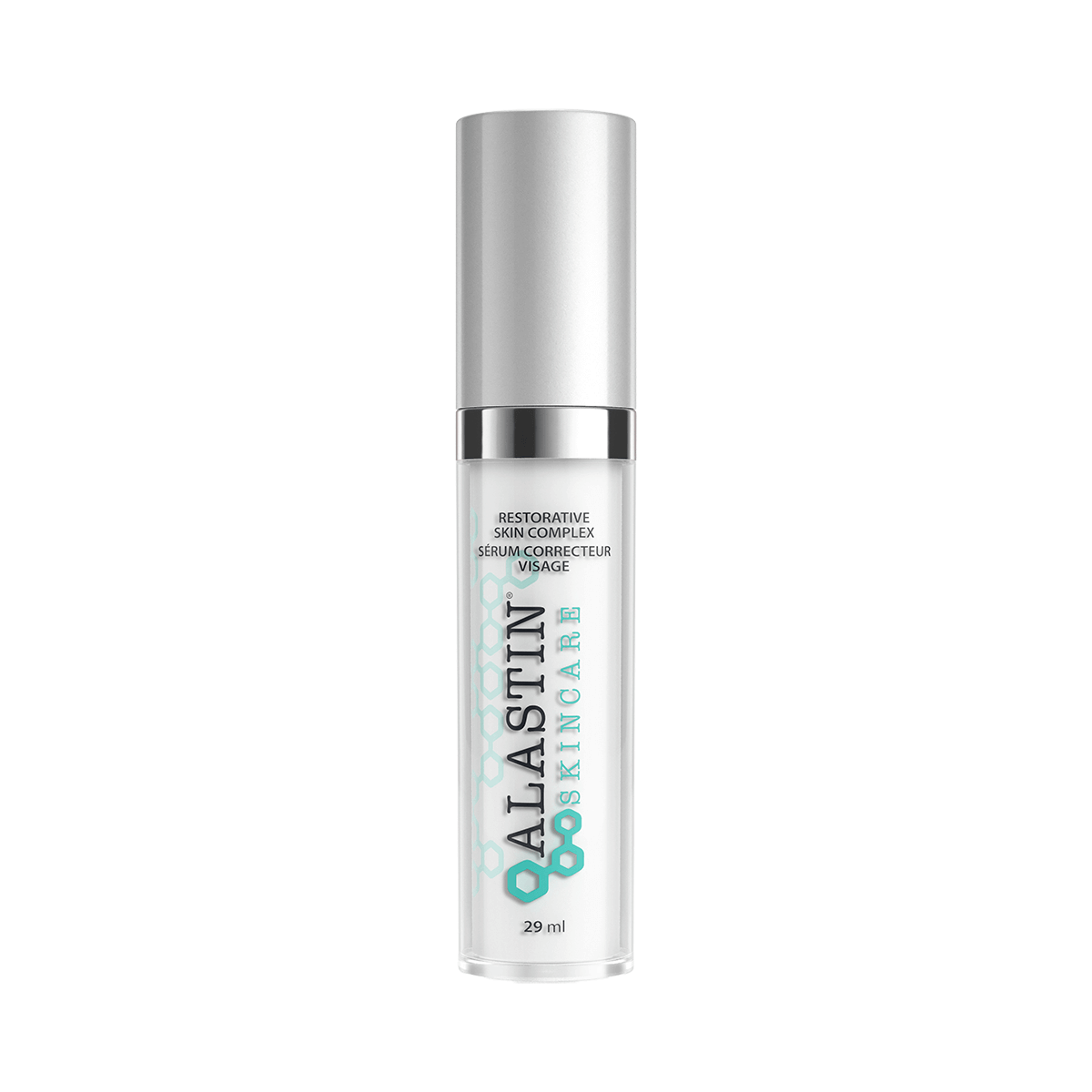 Alastin Restorative Skin Complex serum bottle with dropper and labeled packaging showing product name