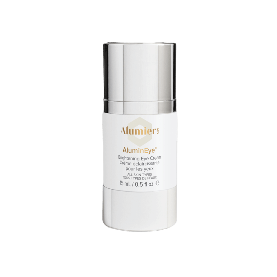 Alumier AluminEye brightening firming eye cream tube labeled for dark circles puffiness and fine lines