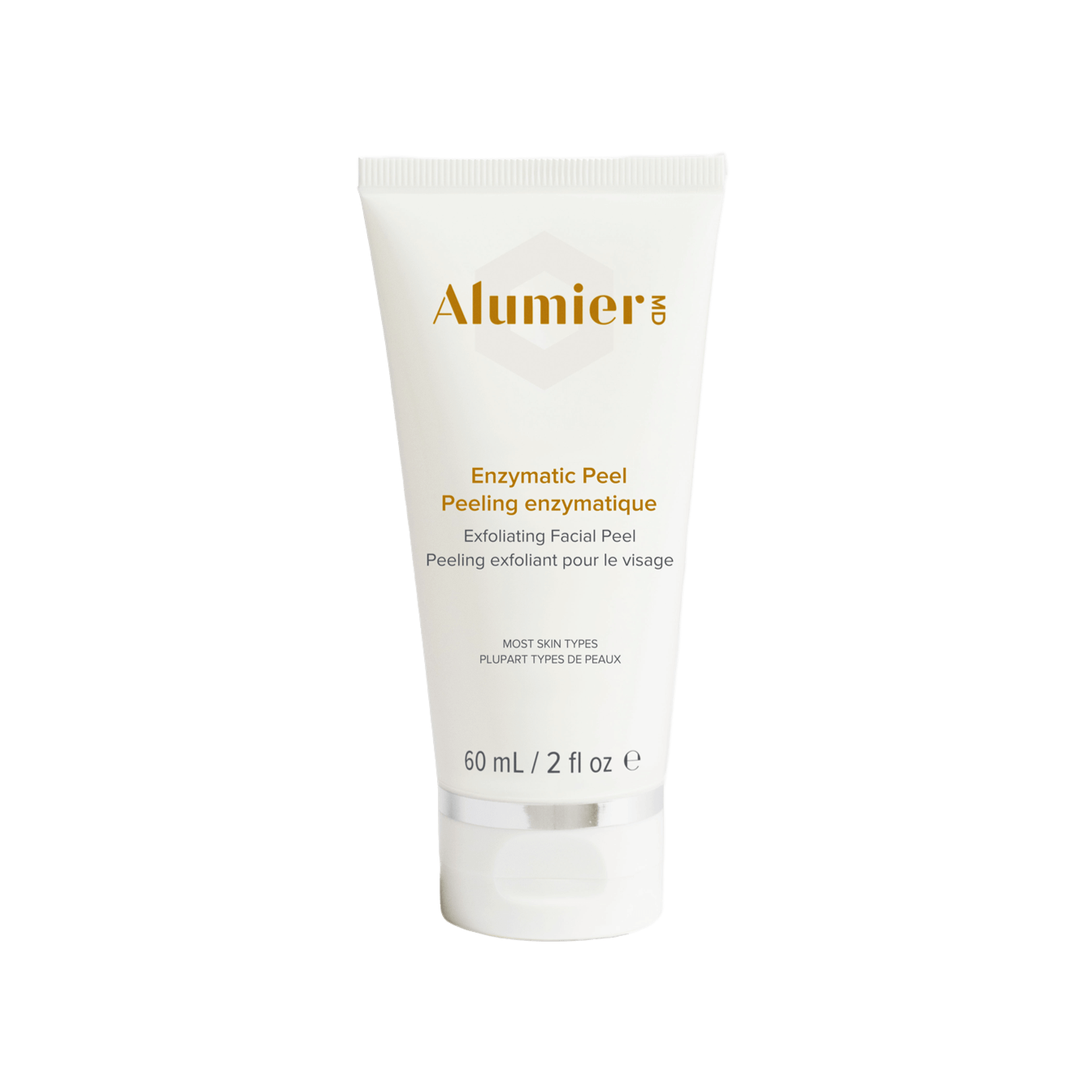 Alumier Enzymatic Peel tube labeled fruit enzymes AHA gentle enzymatic peel clinical-style packaging