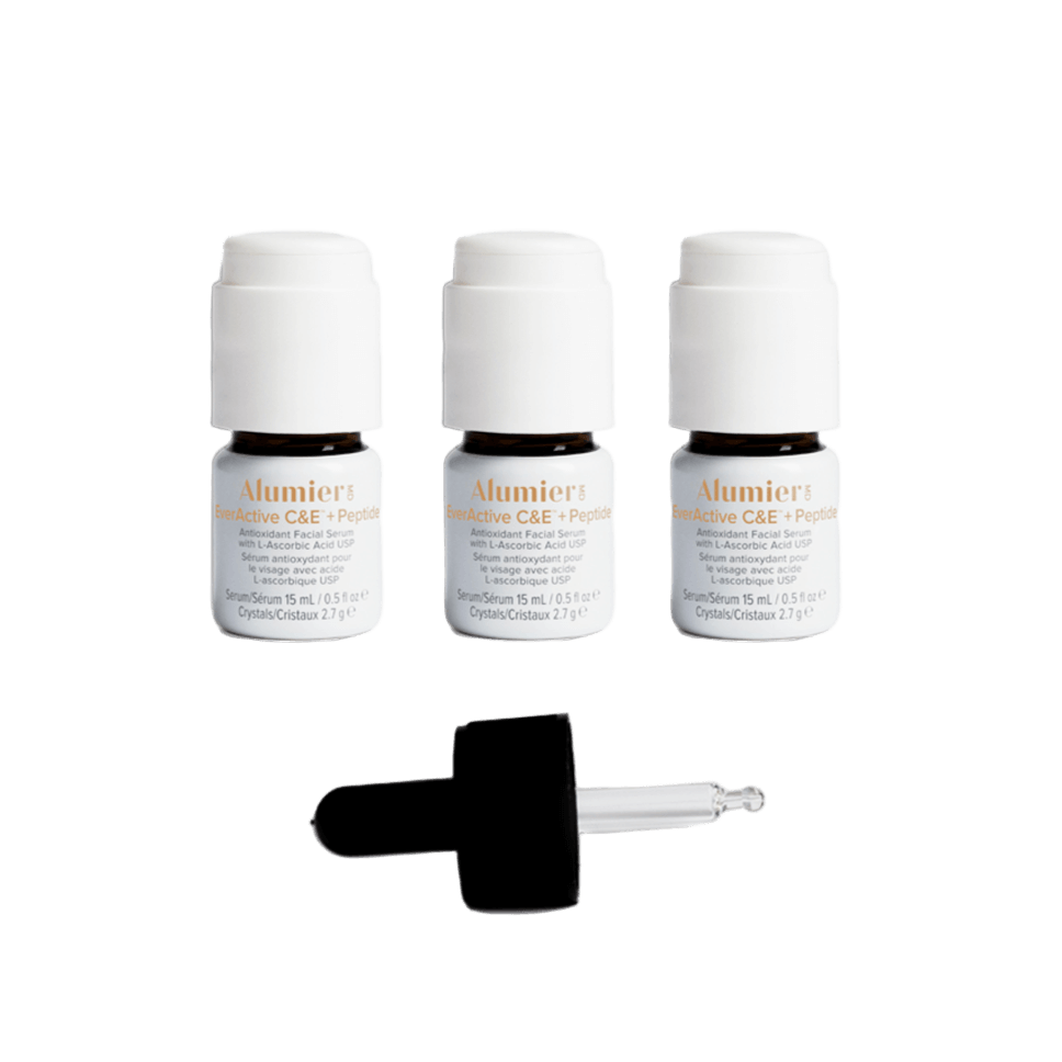 Alumier EverActive C&E+ Peptide 3-pack amber dropper serum bottles vitamin C E peptide