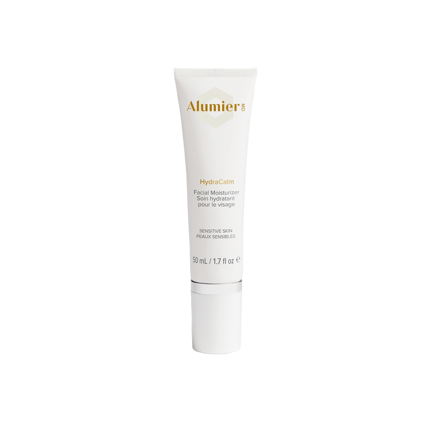 Alumier HydraCalm jar labeled soothing hydrating moisturizer for sensitive red or irritated skin