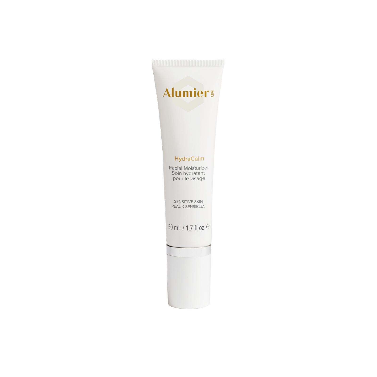 Alumier HydraCalm jar labeled soothing hydrating moisturizer for sensitive red or irritated skin