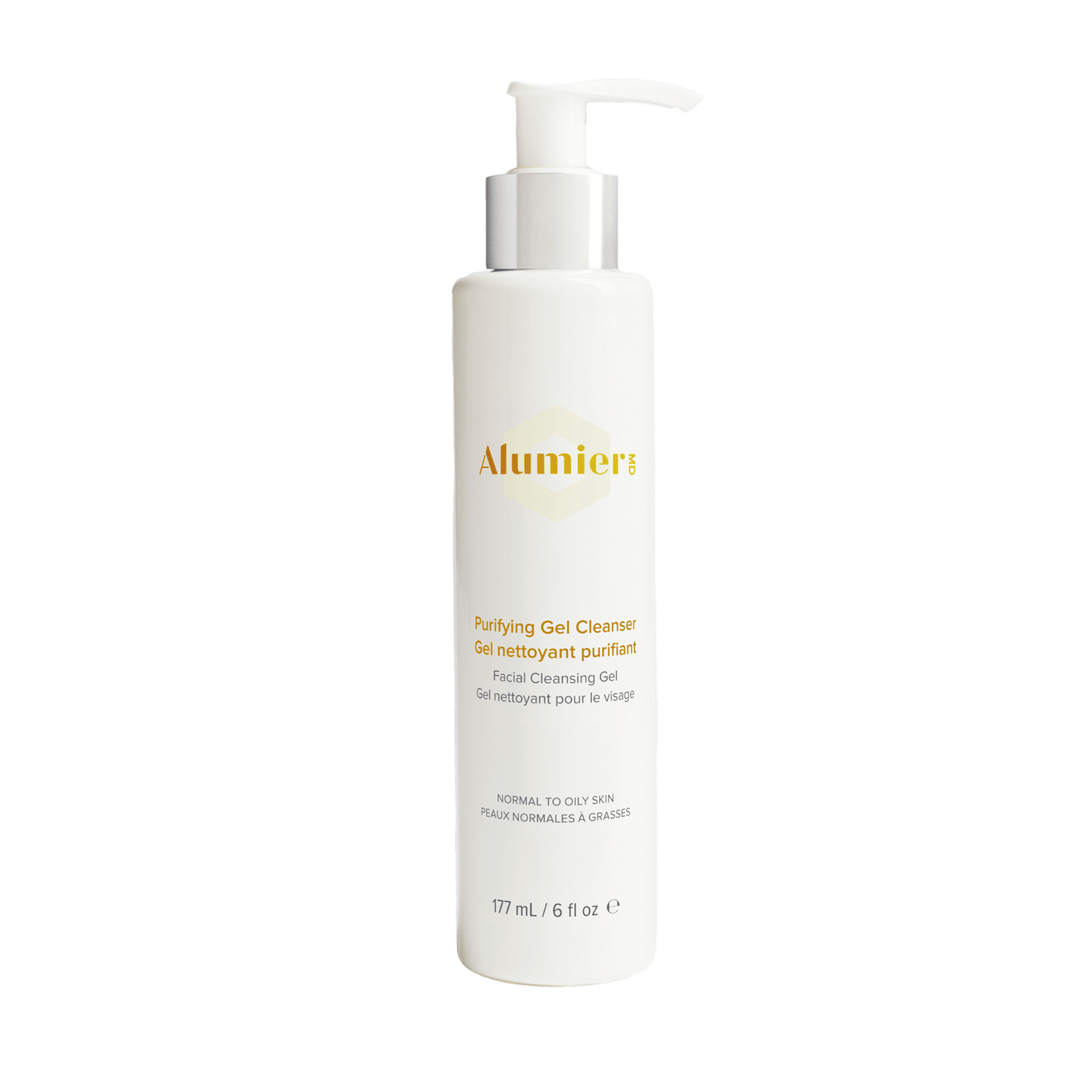Alumier Purifying Gel Cleanser tube labeled Purifying Gel foaming gel for normal combination oily skin travel-friendly texture