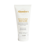 Alumier Refining Clay Mask jar with white label indicating clay formula for oily and combination skin
