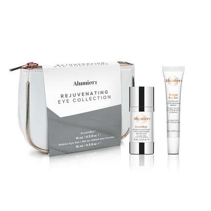 Alumier Rejuvenating Eye Collection kit with retinol serum and hydrating eye cream in clinical packaging