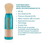 Colorescience Sunforgettable Total Protection Brush-On Shield Bronze SPF 50 with mineral sunscreen and brush applicator.