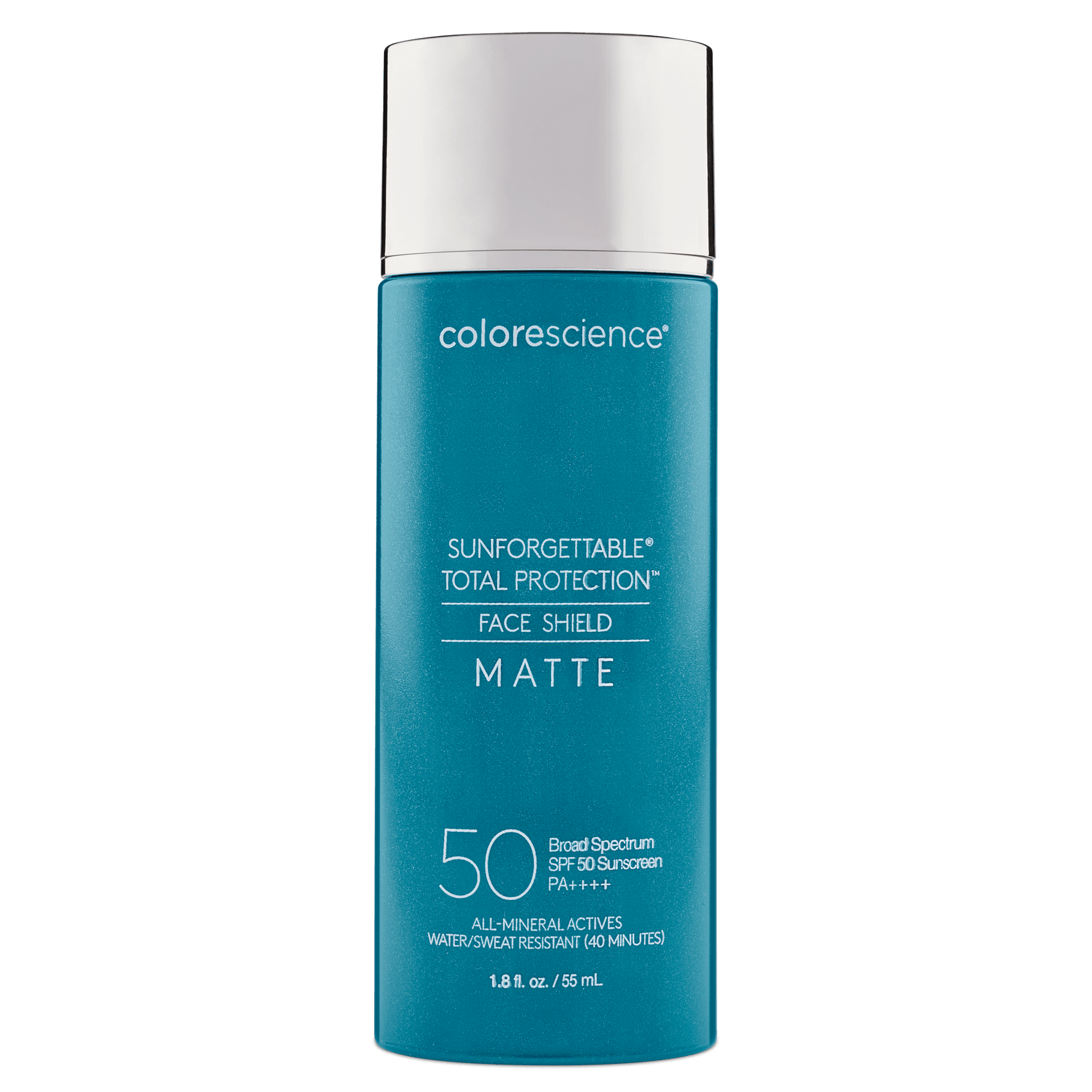Sunforgettable Total Protection Face Shield Matte SPF 50 tinted mineral sunscreen tube with matte finish and EnviroScreen Technology