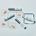 Colorescience Total Eye 3-in-1 Renewal Therapy SPF 35 product display with cream samples on glass.