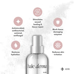 Hale Derma Spray highlights its benefits: stimulates healing, blocks tissue damaging enzymes, restores hydration.