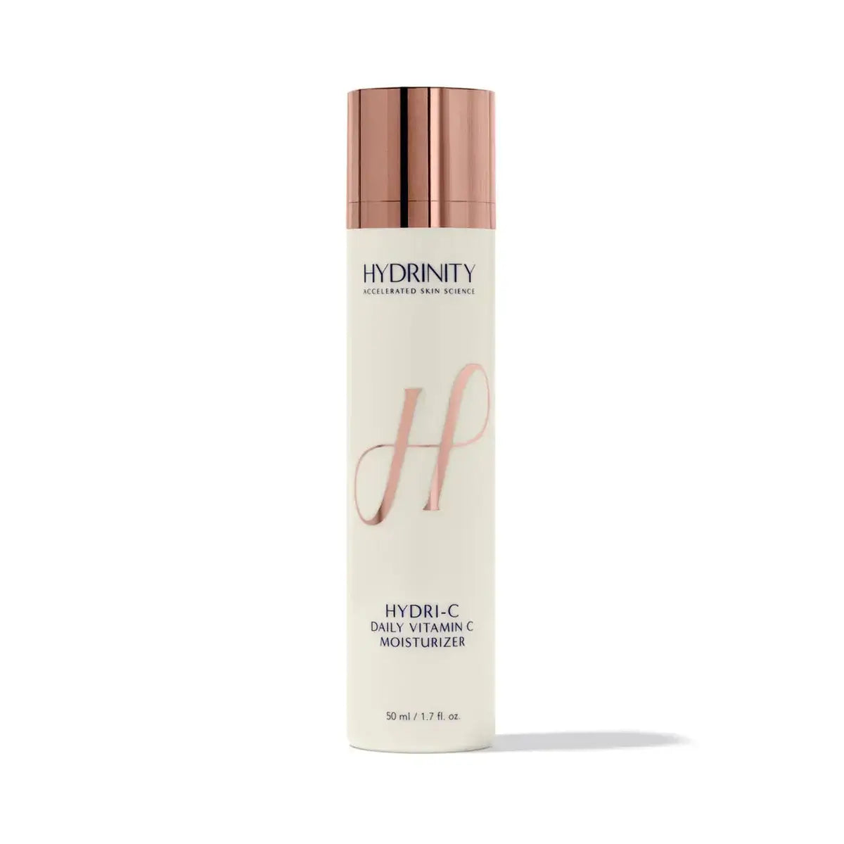 Hydri-C Vitamin C Moisturizer bottle with elegant design for daily hydration and brightening.