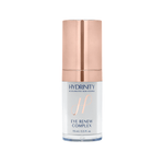 Hydrinity Eye Renew Complex jar with applicator and creamy white eye treatment texture on white background