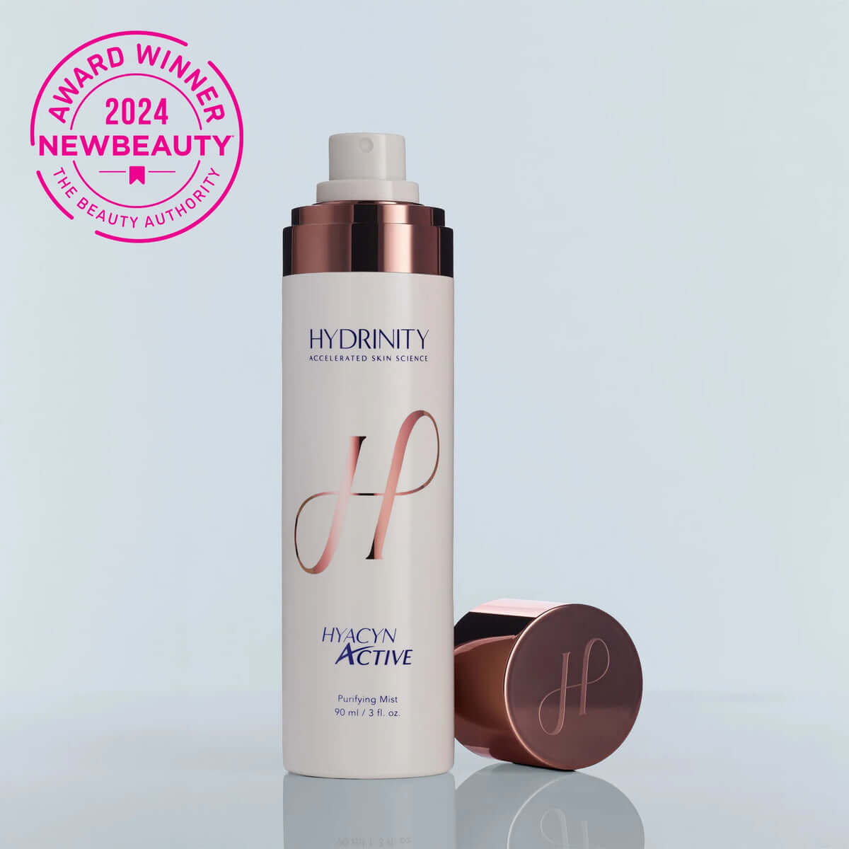 Hydrinity Hyacyn Active soothing mist bottle for hydration and healing skin.