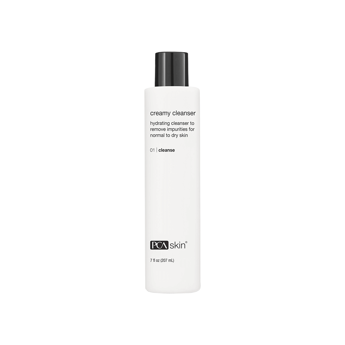 PCA Skin Creamy Cleanser tube with white label hydrating cream cleanser for dry sensitive combination skin