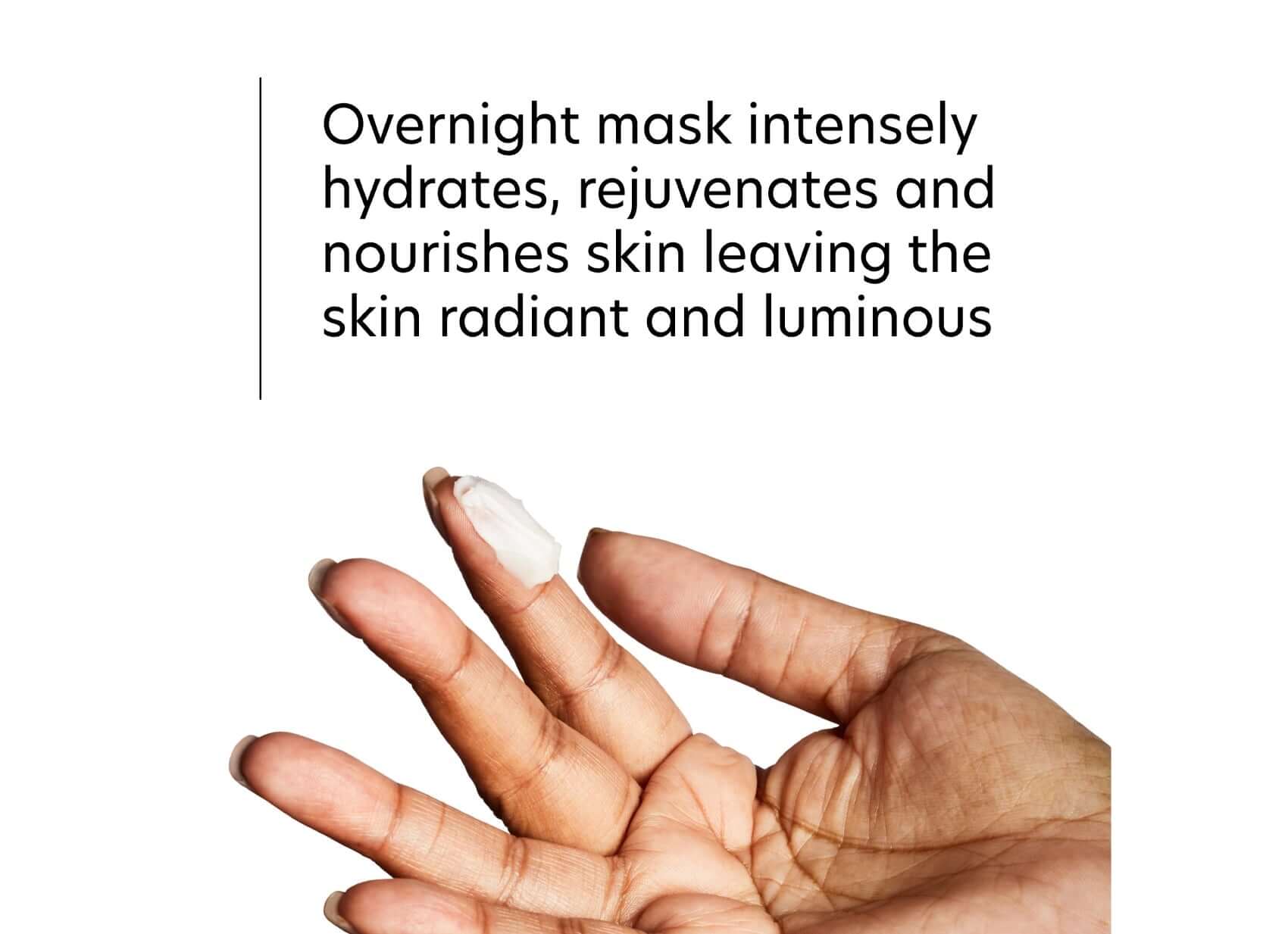 PCA Skin Hyaluronic Acid Overnight Mask shown on a finger, highlighting its hydrating and rejuvenating properties.