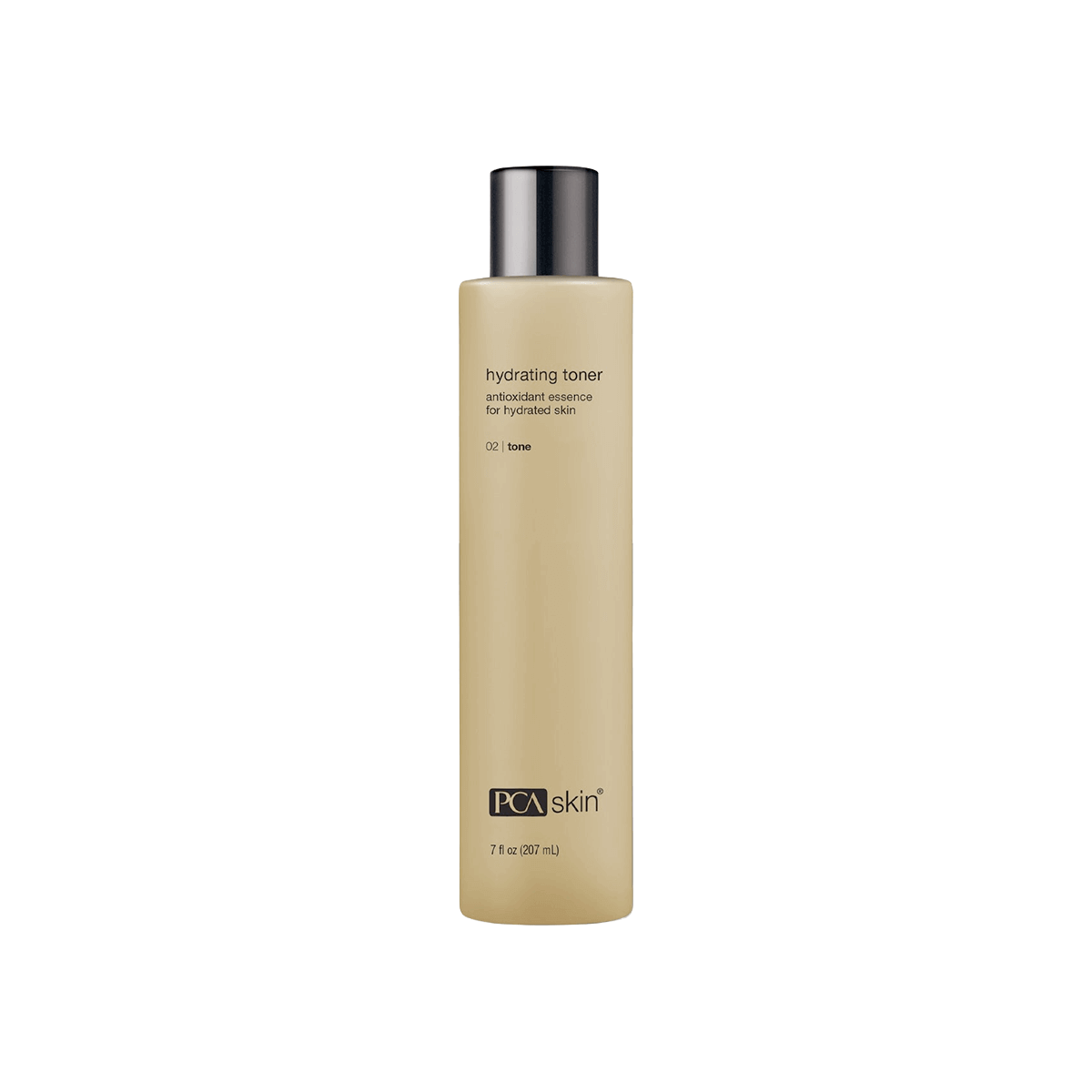 PCA Skin Hydrating Toner bottle with label listing fruit extracts marine antioxidants and evening primrose oil