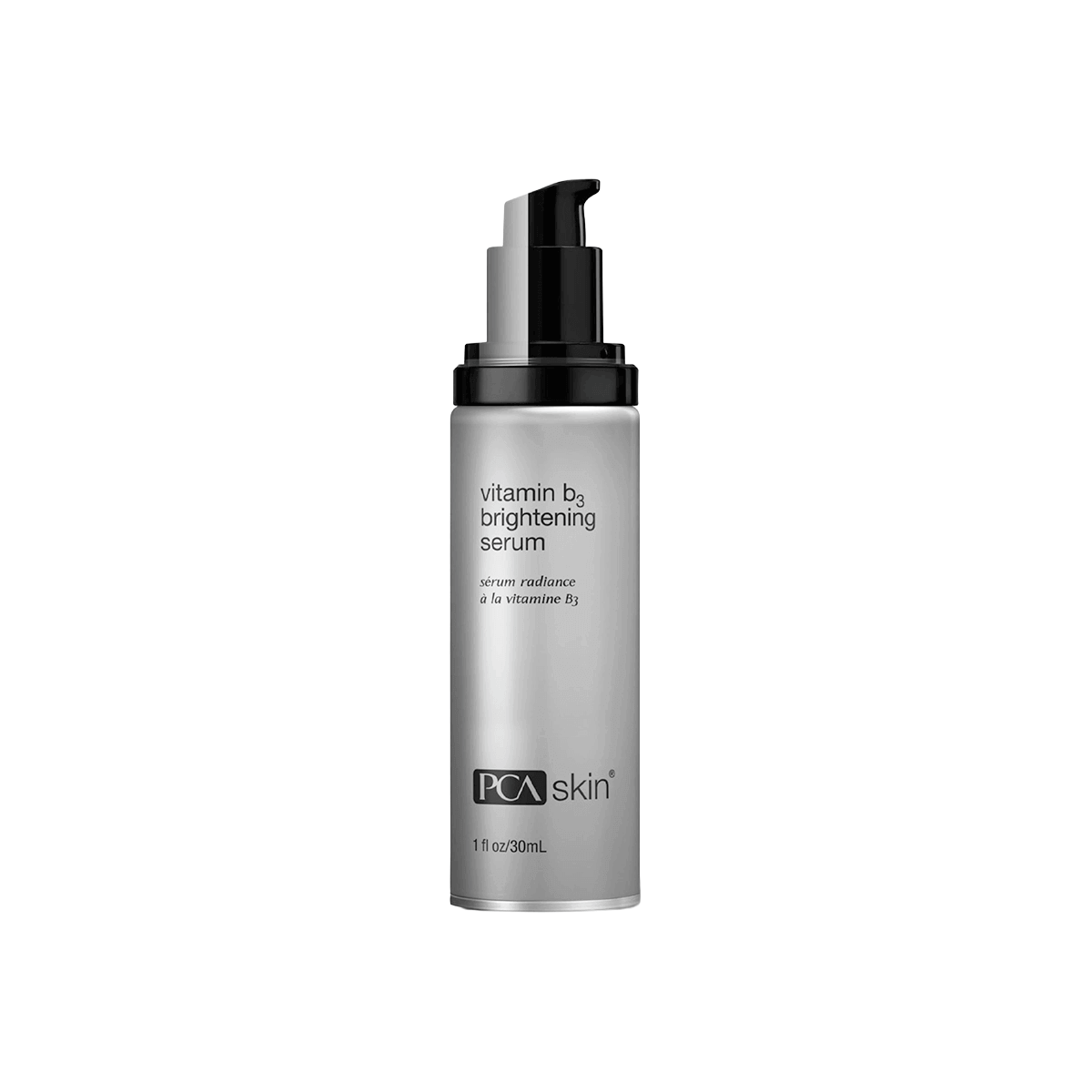 PCA Skin Vitamin B3 Brightening Serum glass bottle with dropper showing label and light amber serum