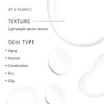 SkinCeuticals Cell Cycle Catalyst texture overview with lightweight serum and skin types listed