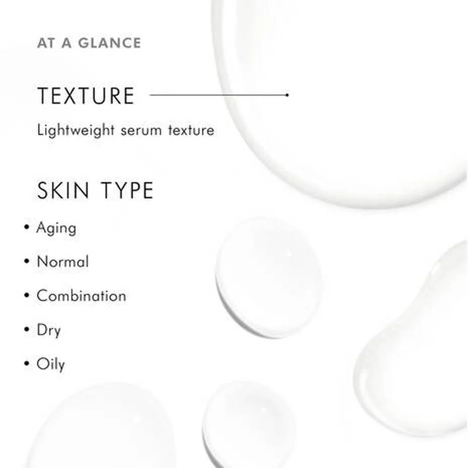 SkinCeuticals Cell Cycle Catalyst texture overview with lightweight serum and skin types listed