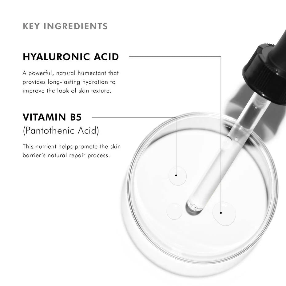 Key ingredients of SkinCeuticals Hydrating B5 Gel: Hyaluronic Acid and Vitamin B5 for hydration and skin repair.