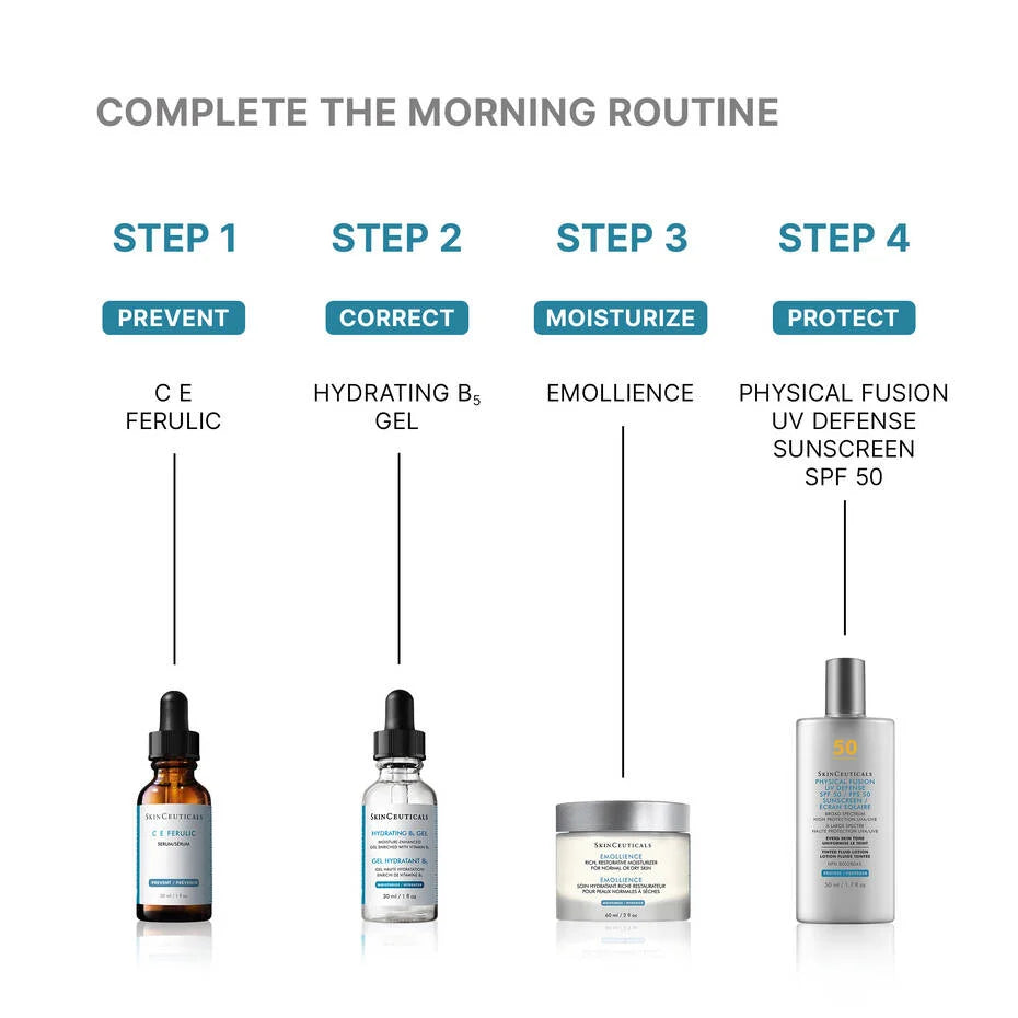 SkinCeuticals Emollience as part of the complete morning skincare routine for hydration and protection.