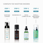 Image showing SkinCeuticals Phyto Corrective Gel as part of the nighttime regimen steps for skincare.