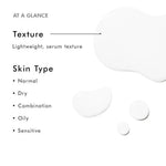 SkinCeuticals P-TIOX texture illustration showing lightweight serum suitable for all skin types.