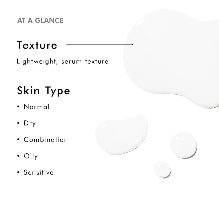 SkinCeuticals P-TIOX texture illustration showing lightweight serum suitable for all skin types.