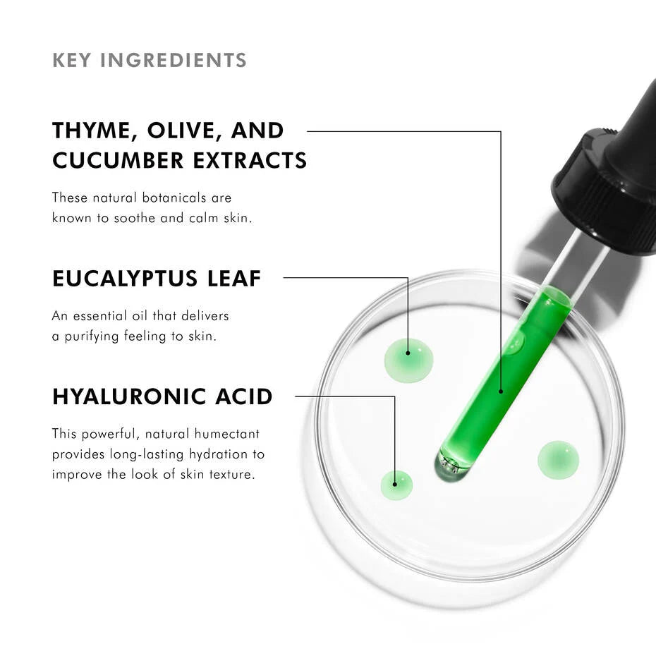 SkinCeuticals Phyto Corrective Gel key ingredients: thyme, olive, cucumber extracts, eucalyptus leaf, and hyaluronic acid.