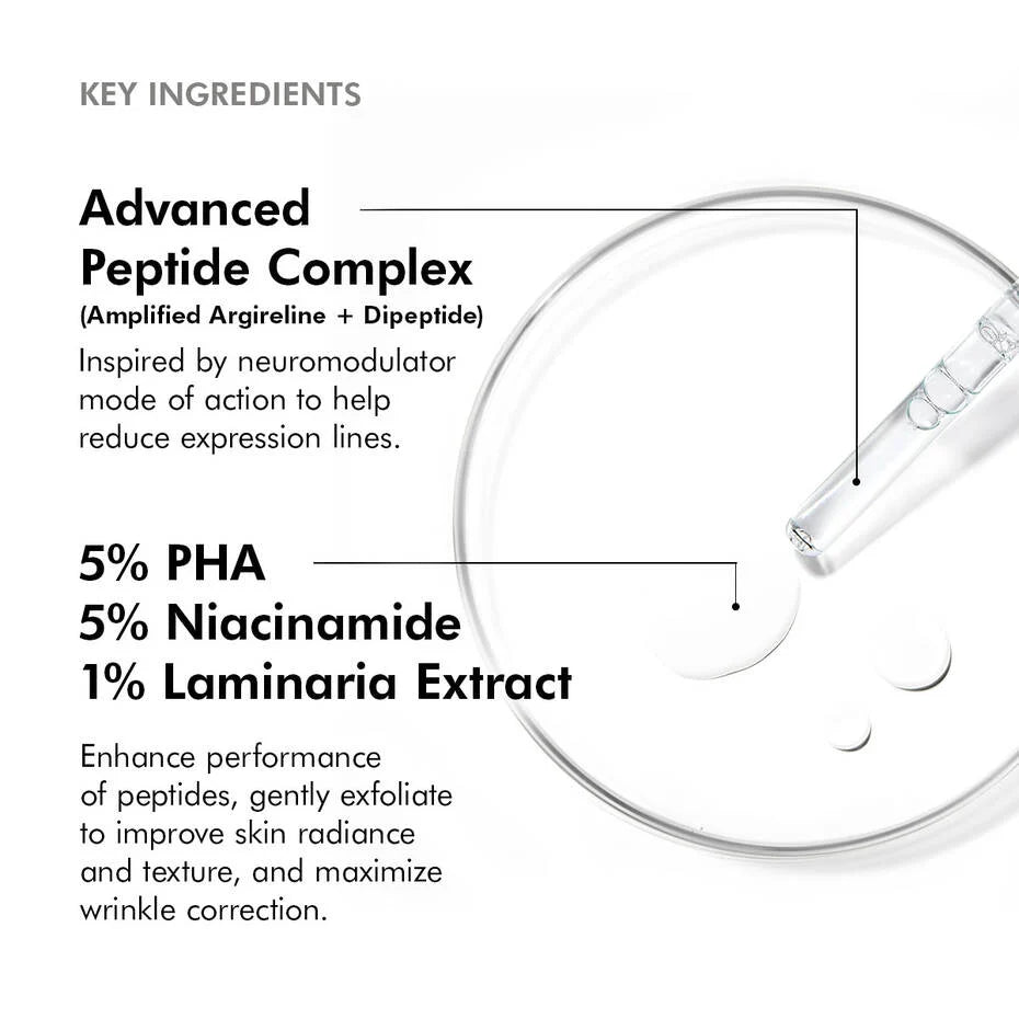 SkinCeuticals P-TIOX ingredients including Advanced Peptide Complex, 5% PHA, 5% Niacinamide, and more.
