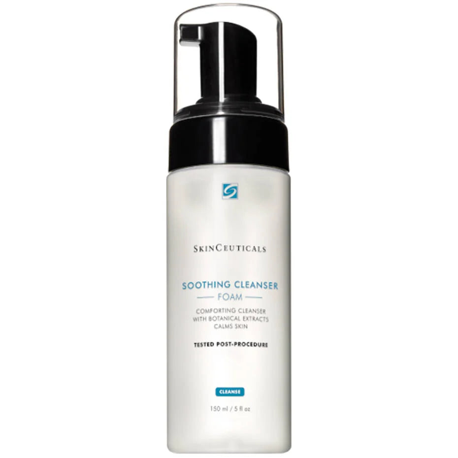 SkinCeuticals Soothing Cleanser bottle labeled calming foam cleanser for sensitive and post-procedure skin