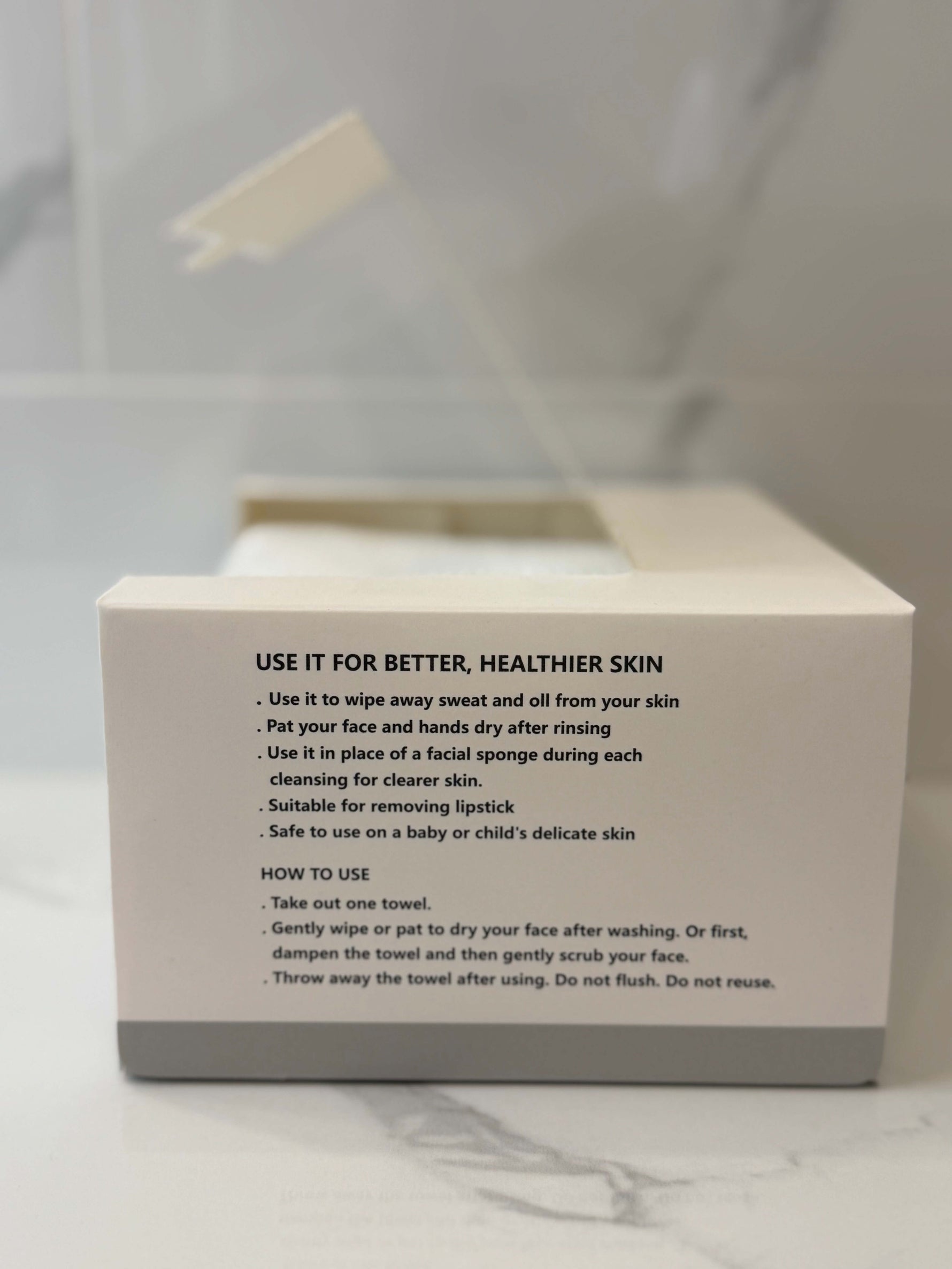 The Skin Pantry Clean Towels packaging with usage instructions for better, healthier skin.