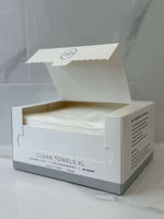 The Skin Pantry Clean Towels -30 Count package, ultra-soft single-use facial towels for skincare.