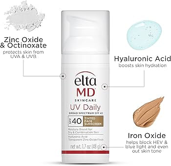 Elta MD UV Daily Tinted SPF 40 mineral sunscreen with broad-spectrum protection and hydrating ingredients.