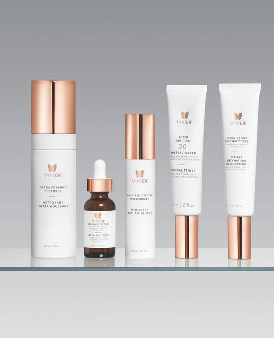 Vivier Daily Glow Program boxed daily skincare kit for brightening and texture refinement