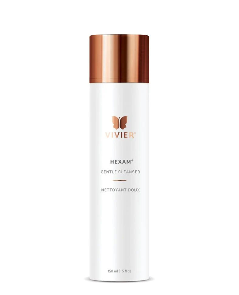 Vivier HEXAM Gentle Cleanser tube labeled soap-free calming hydrating cleanser for sensitive dry combination and normal skin