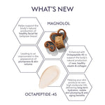 Alastin Restorative Skin Complex ingredients with Magnolol and Octapeptide-45 for anti-aging benefits.