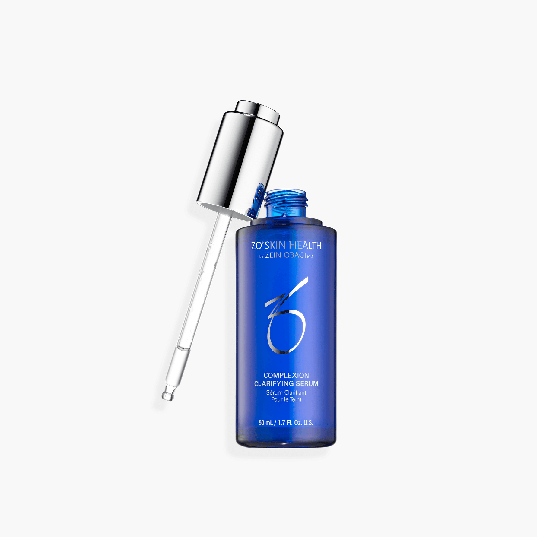 ZO Complexion Clarifying Serum 50 mL clear water-gel bottle with auto-filling dropper and visible label