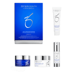 ZO Daily Skincare Program kit with four labeled bottles for cleanse exfoliate tone protect travel friendly